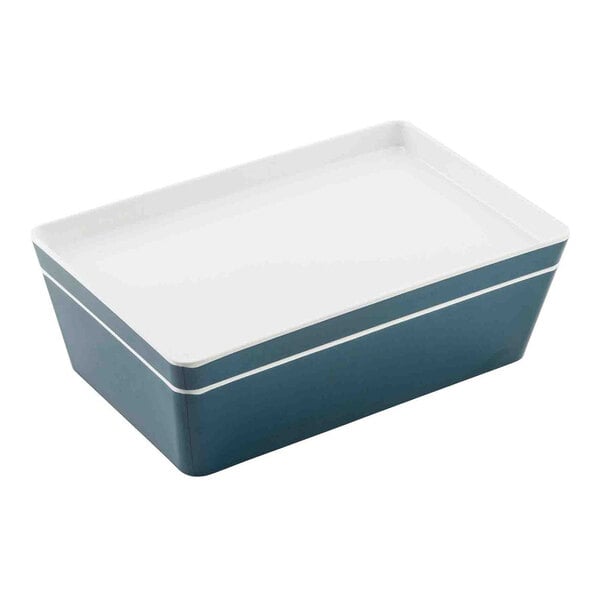 TableCraft Marvista Collection 3 Qt. Rectangular Lagoon Melamine Bowl and Lid - 3/Case