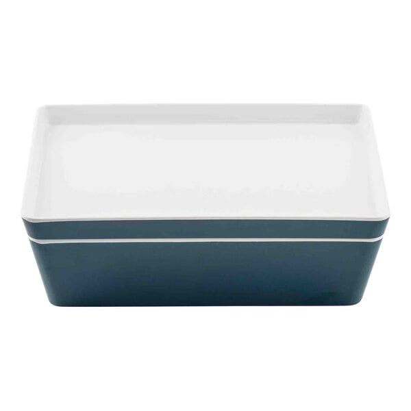 TableCraft Marvista Collection 3 Qt. Rectangular Lagoon Melamine Bowl and Lid - 3/Case