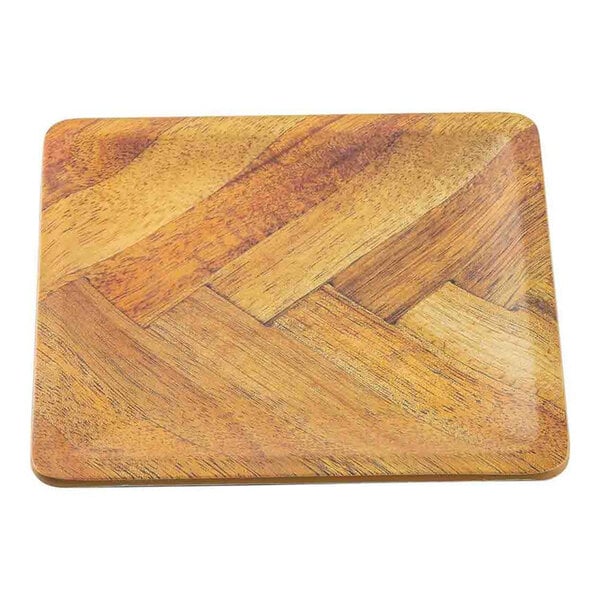 TableCraft Aeris Collection 6" Wood Pattern Square Melamine Serving Plate - 10/Case