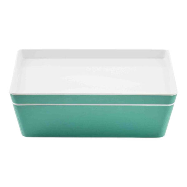TableCraft Marvista Collection 3 Qt. Rectangular Jade Melamine Bowl and Lid - 3/Case