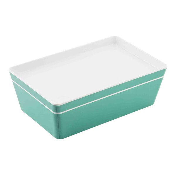 TableCraft Marvista Collection 3 Qt. Rectangular Jade Melamine Bowl and Lid - 3/Case