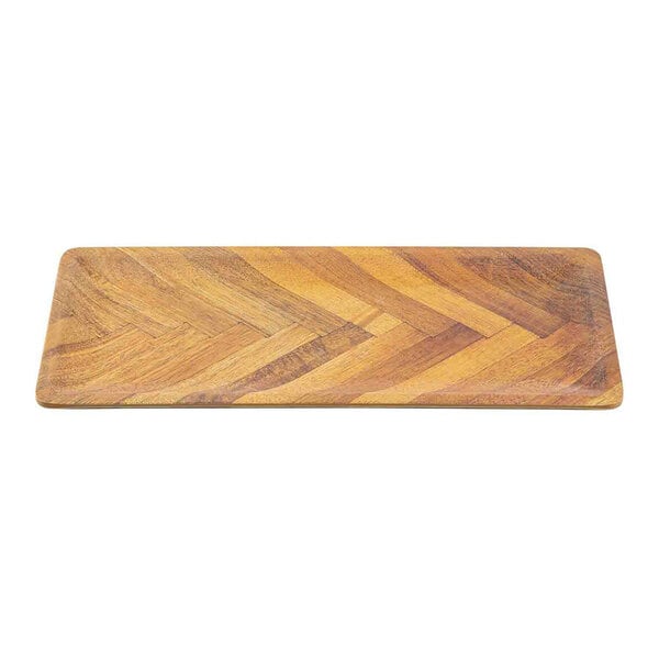 TableCraft Aeris Collection 11 3/4" x 5 3/4" Wood Pattern Rectangular Melamine Serving Plate - 12/Case