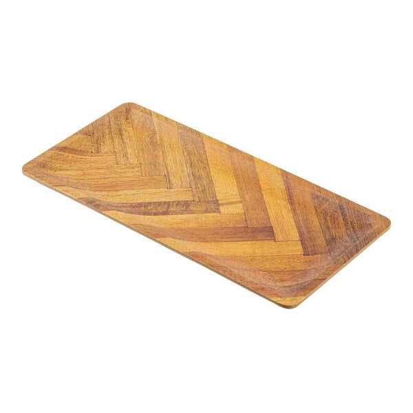 TableCraft Aeris Collection 11 3/4" x 5 3/4" Wood Pattern Rectangular Melamine Serving Plate - 12/Case