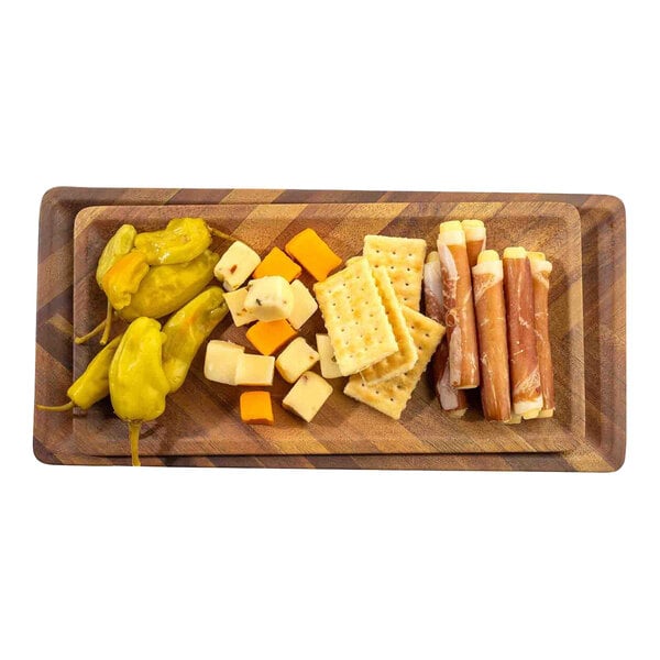 TableCraft Aeris Collection 11 3/4" x 5 3/4" Wood Pattern Rectangular Melamine Serving Plate - 12/Case