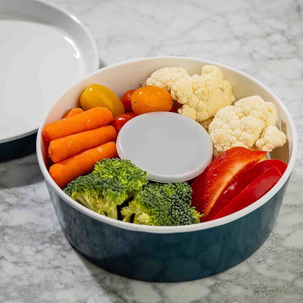 TableCraft Marvista Collection 1 Qt. Round Lagoon Melamine Bowl and Lid - 4/Case