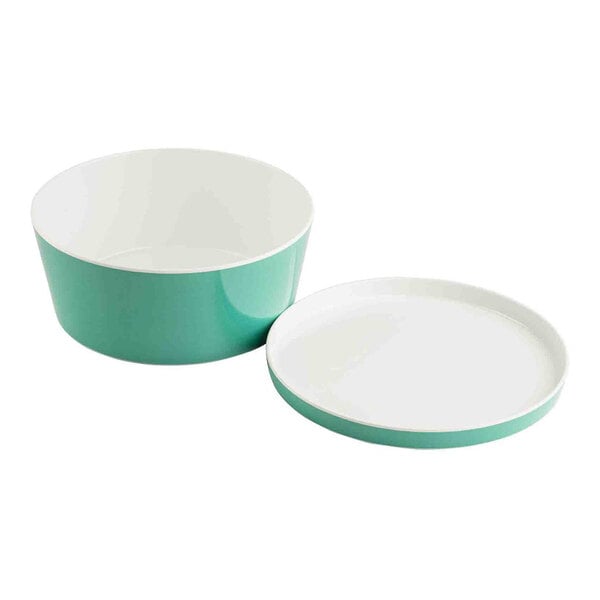 TableCraft Marvista Collection 1 Qt. Round Jade Melamine Bowl and Lid - 4/Case