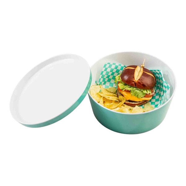 TableCraft Marvista Collection 4.5 Qt. Round Jade Melamine Bowl and Lid - 2/Case