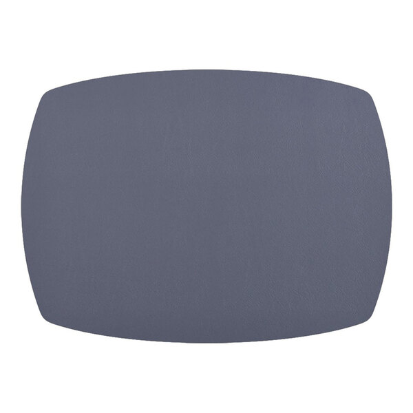 A rectangular, dark gray placemat with slightly curved edges and a smooth, matte finish.
