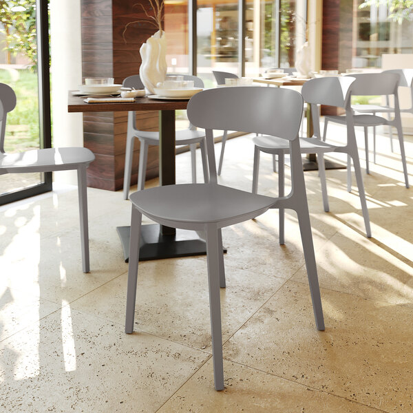 Flash Furniture Dover Gray Resin Indoor / Outdoor Stackable Side Chair