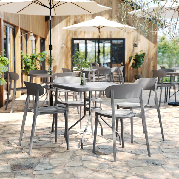 Flash Furniture Dover Gray Resin Indoor / Outdoor Stackable Side Chair