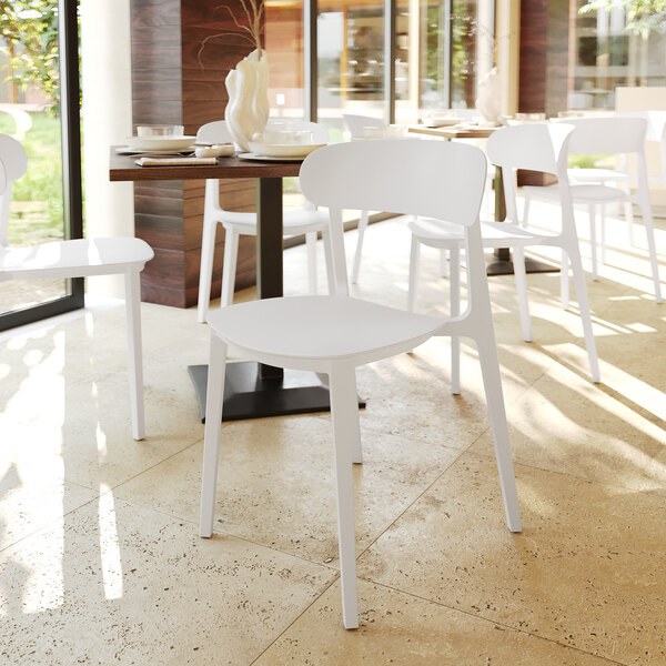 Flash Furniture Dover White Resin Indoor / Outdoor Stackable Side Chair