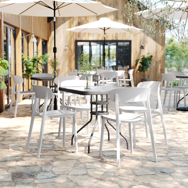 Flash Furniture Dover White Resin Indoor / Outdoor Stackable Side Chair
