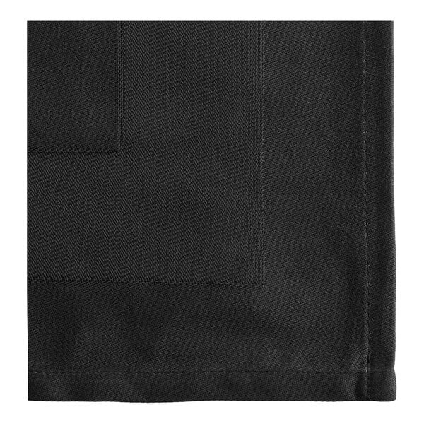Oxford 22" x 22" Black 100% Ringspun Cotton Damask Satin Band 2-Sided Hem Cloth Napkin - 300/Case