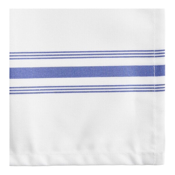 Oxford Super Blend 18" x 22" Royal Blue 100% Spun Polyester Bistro Striped Cloth Napkin - 144/Case