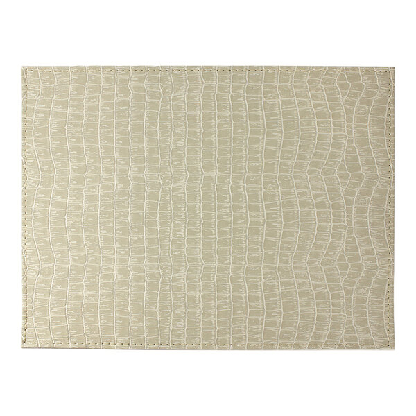 Davanti by Frieling Classic Croco 17" x 13" Beige Crocodile Rectangular Faux Leather Placemat - 12/Case