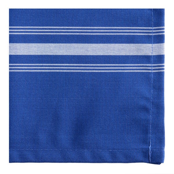 Oxford Super Blend 18" x 22" Reverse Royal Blue 100% Spun Polyester Bistro Striped Cloth Napkin - 300/Case