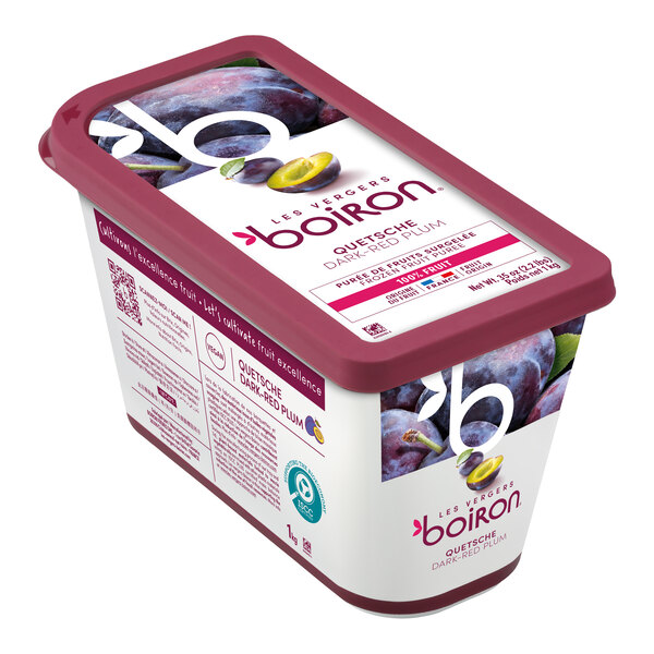 Les Vergers Boiron Dark Red Plum 100% Fruit Puree 2.2 lb. - 6/Case