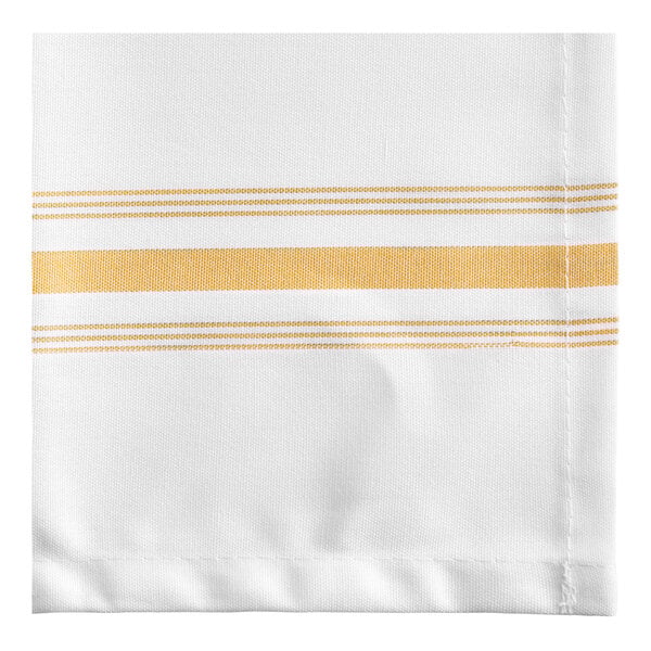 Oxford Super Blend 18" x 22" Gold 100% Spun Polyester Bistro Striped Cloth Napkin - 144/Case