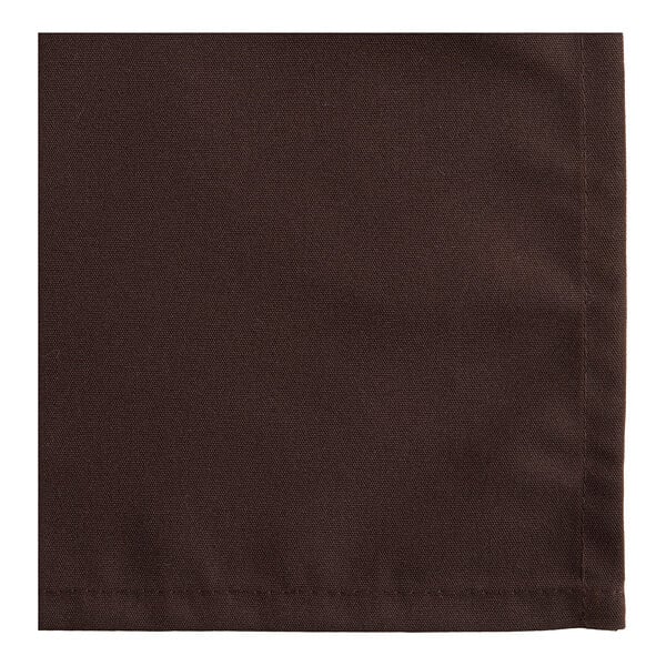 Oxford 20" x 20" Chocolate Brown 100% Spun Single-Ply Polyester Cloth Napkin - 300/Case
