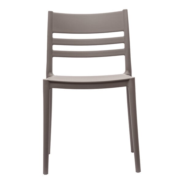 Flash Furniture Bridgeport Gray Resin Indoor / Outdoor Stackable Slat Back Side Chair