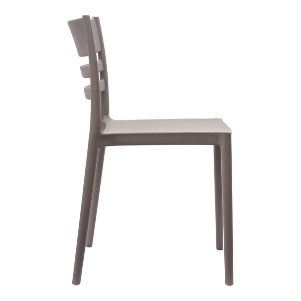 Flash Furniture Bridgeport Gray Resin Indoor / Outdoor Stackable Slat Back Side Chair