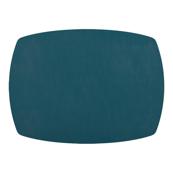 A dark green, rectangular placemat with rounded corners on a white background.