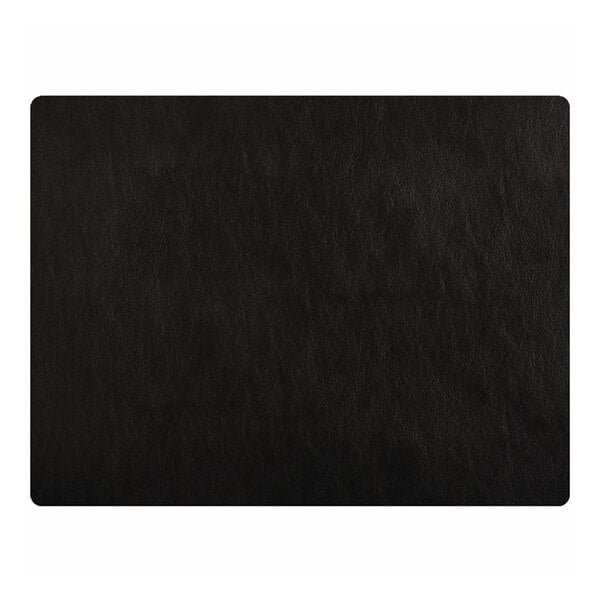 A rectangular, black, leather-like textured surface with slightly rounded corners.