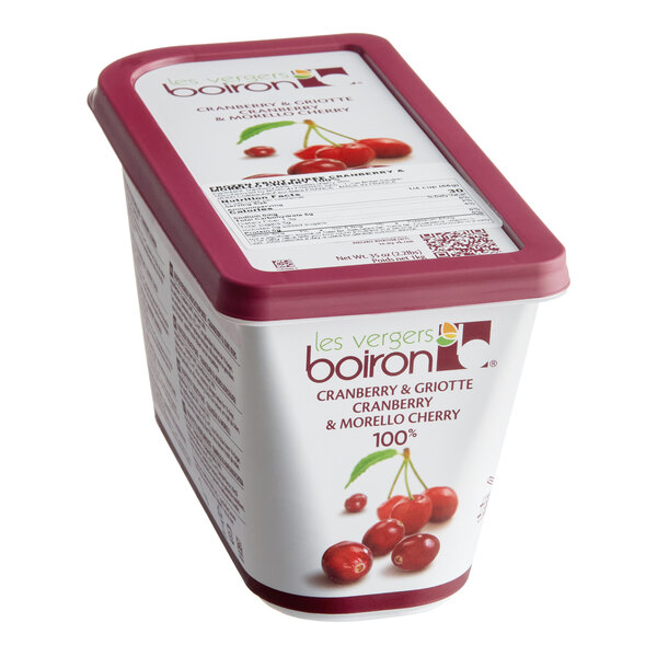 Les Vergers Boiron Cranberry and Morello Cherry 100% Fruit Puree 2.2 lb. - 6/Case