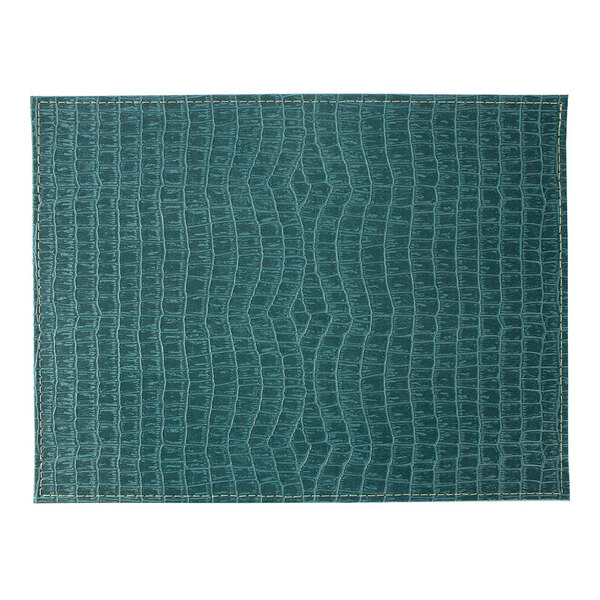 Davanti by Frieling Classic Croco 17" x 13" Petrol Crocodile Rectangular Faux Leather Placemat - 12/Case