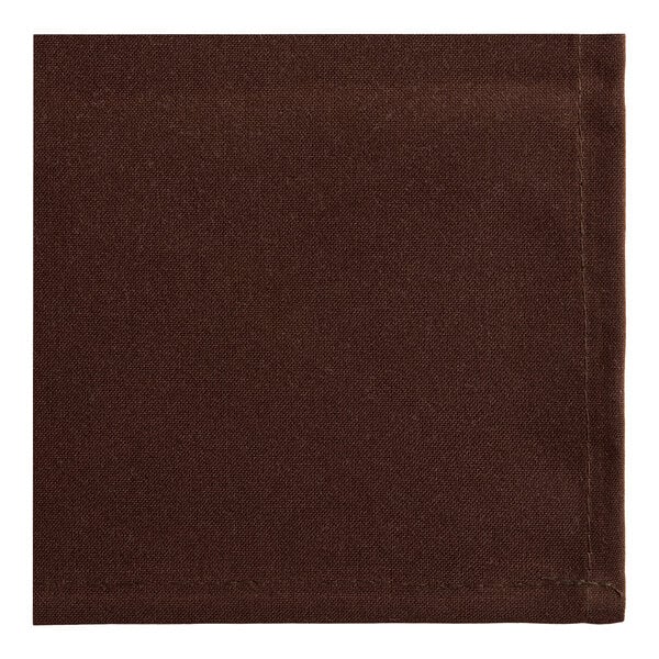 Oxford 20" x 20" Chocolate Brown 100% Spun Polyester Cloth Napkin - 144/Case