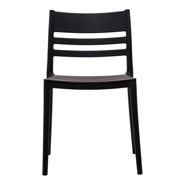 Flash Furniture Bridgeport Black Resin Indoor / Outdoor Stackable Slat Back Side Chair