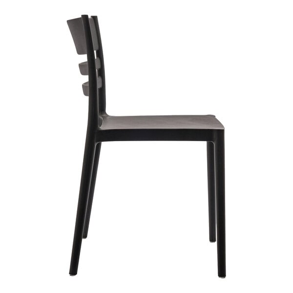 Flash Furniture Bridgeport Black Resin Indoor / Outdoor Stackable Slat Back Side Chair