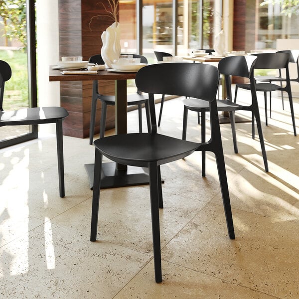 Flash Furniture Dover Black Resin Indoor / Outdoor Stackable Side Chair