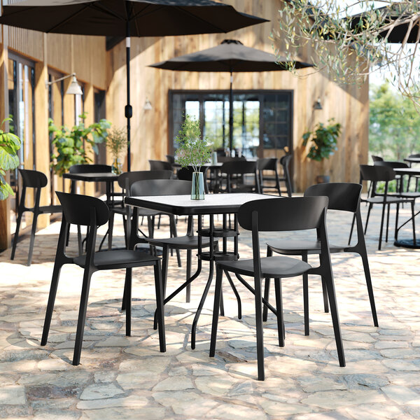 Flash Furniture Dover Black Resin Indoor / Outdoor Stackable Side Chair
