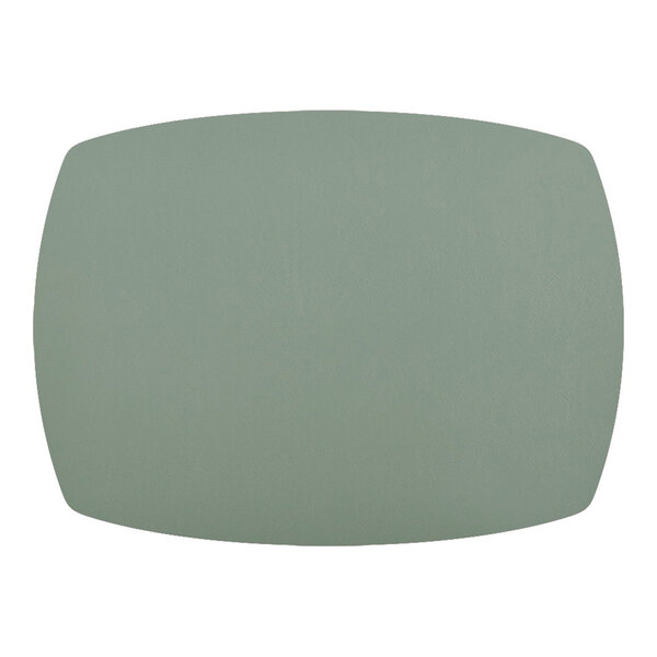A rectangular, mint green placemat with slightly curved edges and a smooth, matte surface.