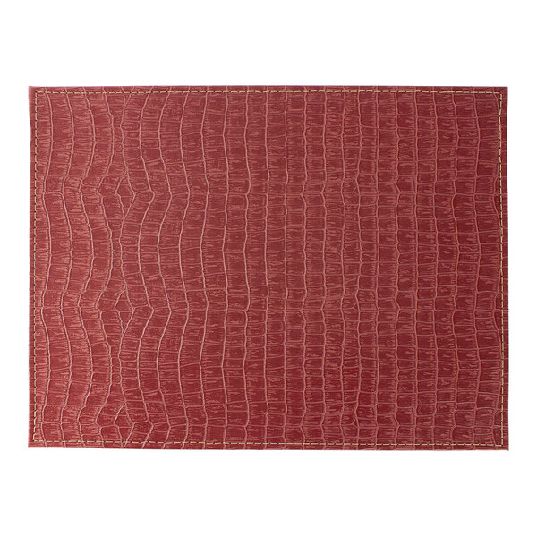 Davanti by Frieling Classic Croco 17" x 13" Red Crocodile Rectangular Faux Leather Placemat - 12/Case