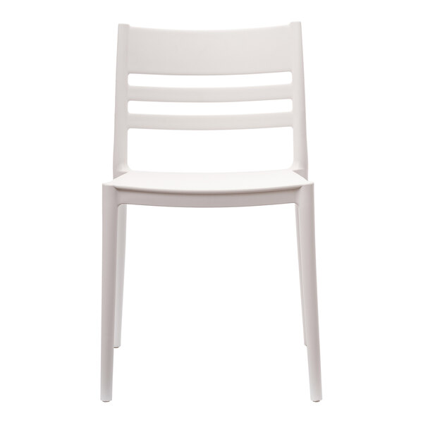 Flash Furniture Bridgeport White Resin Indoor / Outdoor Stackable Slat Back Side Chair