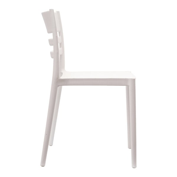Flash Furniture Bridgeport White Resin Indoor / Outdoor Stackable Slat Back Side Chair