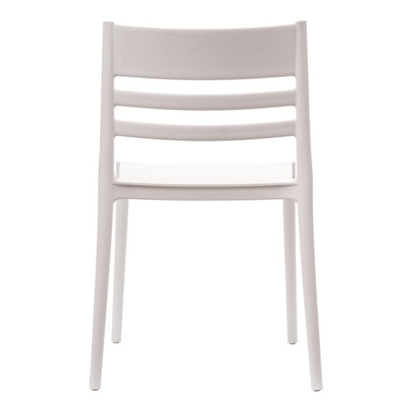 Flash Furniture Bridgeport White Resin Indoor / Outdoor Stackable Slat Back Side Chair