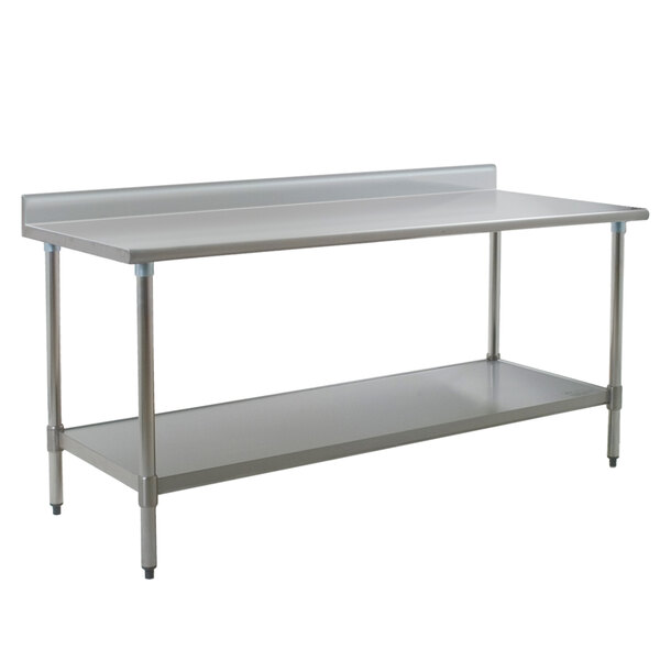 A stainless steel Eagle Group work table with undershelf.