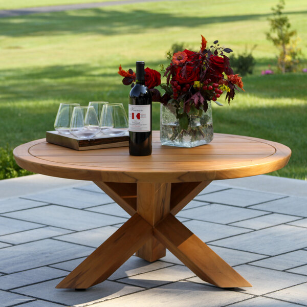 Outdoor Interiors Bronson 36" Round Teak Coffee Table