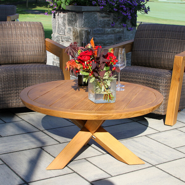 Outdoor Interiors Bronson 36" Round Teak Coffee Table