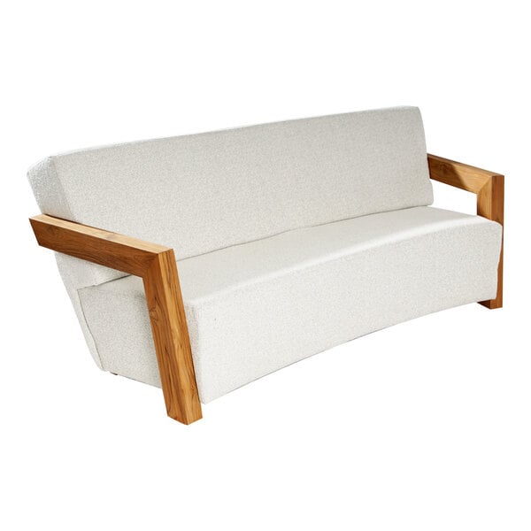 Outdoor Interiors Bronson Quick-Dry Foam and Teak Sofa with Olefin Fabric Cushions
