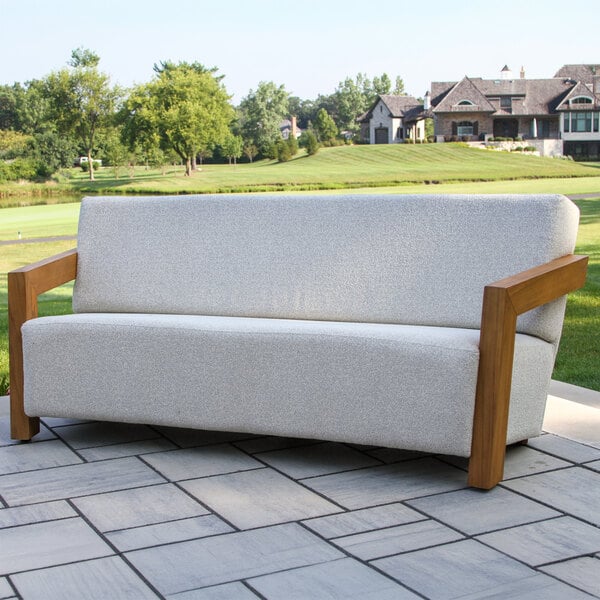Outdoor Interiors Bronson Quick-Dry Foam and Teak Sofa with Olefin Fabric Cushions