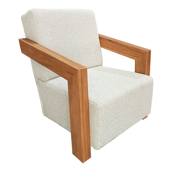 Outdoor Interiors Bronson Quick-Dry Foam and Teak Armchair with Olefin Fabric Cushions