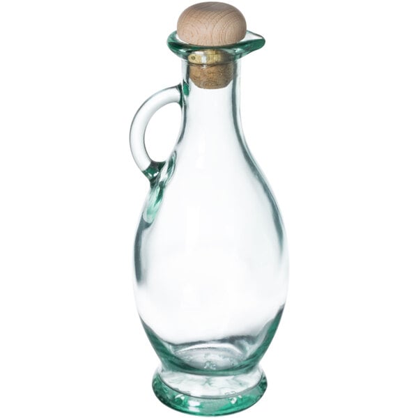 TableCraft Tuscany 8 oz. Glass Olive Oil Bottle with Cork Stopper - 12/Case