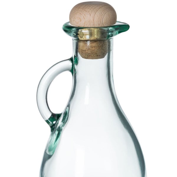 TableCraft Tuscany 8 oz. Glass Olive Oil Bottle with Cork Stopper - 12/Case