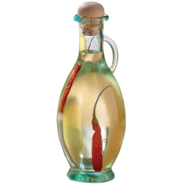 TableCraft Tuscany 8 oz. Glass Olive Oil Bottle with Cork Stopper - 12/Case