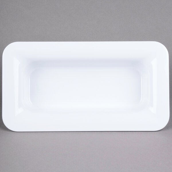 A white rectangular food pan.