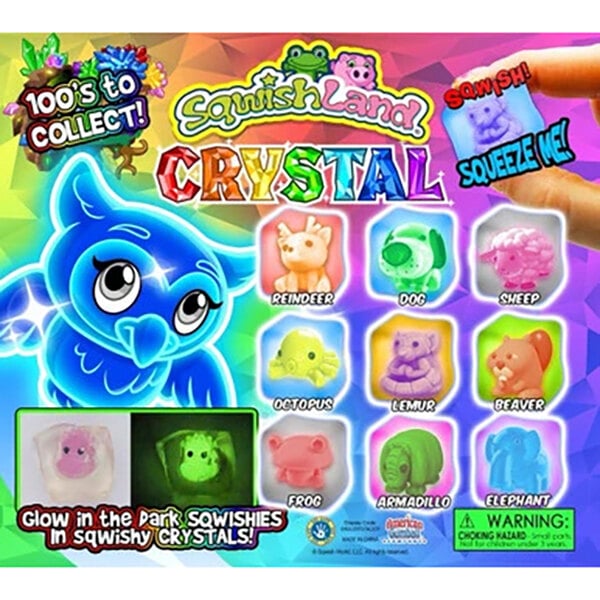 Sqwishland 2" Sqwishland Crystal Vending Capsules with Glow-in-the-Dark Collectible Characters in Squishy Cubes - 250/Case